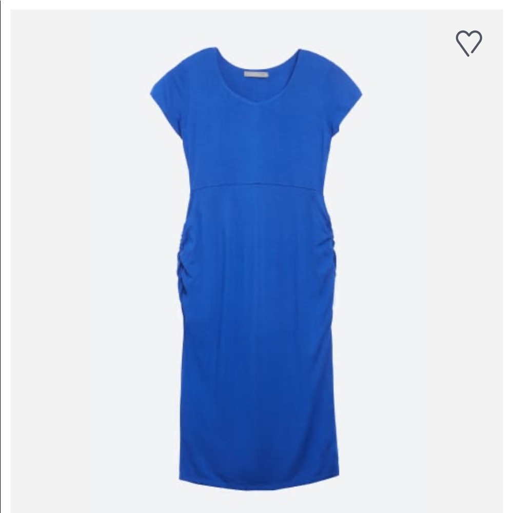 Blue scoop neck maternity dress
